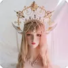 Lolita pannband gyllene Mary Apollo Sun Halo Goddess Crown Party Church Headwear Halloween Costume överdrivet huvudstycke