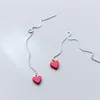 Dangle Earrings mloveacc Luxury Red Heart Jewelry 925 Silver Long Chain 925-Sterling-Silverファッション高品質