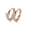 Hoop Earrings Solitaire Earring For Women Authentic S925 Sterling Silver Jewelry Lady Girl Birthday Gift Rose Gold Colour