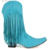 Western Heels Fringe Wide Cowboy Bonjomarisa ułożone cielęcie retro garding buty poślizgnięte na swobodnym wypoczynku jesienne buty t