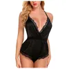 Sexy conjunto pornô profundo decote em v bodysuit sexy feminino cetim seda renda roupa interior sexy lingerie moda sleepwear trajes eróticos mujer sexo teddy 230825