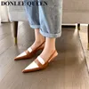 Sandalen Marke Frauen Sandale Close Toe Slingback Pumps Dünne Ferse Schuhe Mode Hohl Spitze Zehen Mule Französisch Britischen Stil Mujer 230824