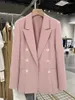 Costumes pour femmes, manteau de costume haut de gamme rose, Design à la mode, Style britannique, Blazer tendance, veste à Double boutonnage, Z277, printemps automne 2023