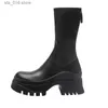 Bottes Chelsea bottes femmes bottines mode semelle épaisse sans lacet bottes longues en cuir véritable noir bottes courtes Feminina plate-forme chaussures T230824