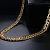 Chains HOYON 18K Gold Color Hip Hop Cuban Chain Necklace For Men Wedding Jewelry Vacuum Large 56cm Length Rap