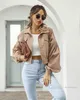 2023 Autumn Winter Bomber Jacket Womens Solid Color Polo Szyja Latarnia Jamki