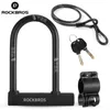 Bike Locks ROCKBROS Chinese Style Bicycle Locks U Shape Electric Scooter Padlock Anti-theft Bike Lock Cable Set MTB Road Bike Accessories 230824