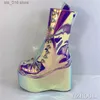 stage wedge Boots purple Magic 12.5cm fashion heel performance street style sexy custom model club ankle boots T230824 808