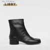 Botlar 2023 Kadın Moda Tabi Ayakkabı Orijinal Deri Ayak Bilgi Botları Tıknaz Topuklu Alçak Topuklu Kadın Boot Lüks Tasarım Moda Bölme Ayak Ayakkabı T230824