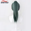 Parrucche Cosplay Anime Jujutsu Kaisen Cosplay Maki Zenin Parrucche Verde scuro Coda di cavallo Resistente al calore Capelli sintetici Parrucca Cosplay Protezione della parrucca Occhiali 230824