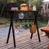 Meubles de camping pliables, support suspendu, plaque supérieure, planche de table portable, haute résistance, pliage avec trou pour barbecue, pique-nique, randonnée