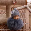 Cute Sleeping Baby Doll Keychain Pompom Helmet Rabbit Fur Ball Carabiner Key Chain Keyring Key Holder Bag Pendant key Ring Gift ZZ