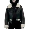 レディースジャケット女性のための温かいアウトウェアウィンターコートHターンダウン長袖の黒いショートコートレザージャケット