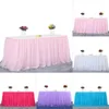 Table Skirt 3 Sizes High-end Gold Brim Layer Nylon Tulle For Party Wedding Birthday Party&Home Decoration 5 Colors Available