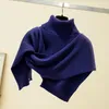 Kvinnors tröjor Solid Shawl Cape Elasticitet Kvinnor halsduk Tillbehör 2023 mode koreanska chic casual stickning halsdukar för vintage toppar
