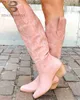 Stivali stivali alti al ginocchio occidentali ricamati per le donne Scarpe da cowboy rosa da cowgirl moda 2022 Vendita calda popolare Slip On ragazze bianche T230824