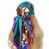 Schals Seidenschal Scarftop Headwraps Für Frauen Vintage Vier Jahreszeiten Haar Schal 9090 cm Hijab Foulard Bandana Femme Kopftuch 230825