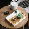 Tacki herbaty Bamboo prostokątny taca japońska salon do przechowywania kubek do przechowywania podawaj przekąski Bandeja Bambu Services OB50CP