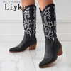 Boots Liyke 2023 Новые западные ковбойские ботинки Большой размер 42 Женская вышиваная вышиваемя вышиваем