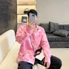 Chemises décontractées pour hommes 2023 Stars de la mode imprimées couleur rose chemise à manches longues hommes style coréen chemisier de rue camisas élégantes para hombre