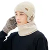 Scarves Winter Men Women Hat Scarf Gloves Set Thick Beanie Knitted Cap Wool Neck Balaclava Mask Bonnet 230824