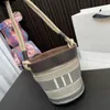 Canvas Bucket16 Väskor Lås på Kvinnor Vintage handväska axel läder designer crossbody kvinnliga plånböcker med korthållare 220302