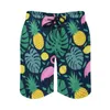 Shorts pour hommes Summer Gym Funny Feuilles de palmier Sports Fitness Ananas Flamingo Citron Imprimé Plage Pantalons courts Amusant Séchage rapide Maillots de bain