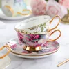 Mugs Pastoral Flower Bone China Coffee Cup and Dish Ceramic Afternoon Tea Mug European Porcelain Water Party Drinkware Gift 230825