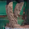 Mid Dridding Bonjomarisa NOUVEAU pour Fringe Woemn Cowboy Chunky Toed Punk Punk Western Brand Boots Woman T B D