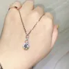 Collane con ciondolo Collana geometrica stile coreano intarsio abbagliante zirconi moda gioielli argentati per le donne matrimonio compleanno Gif