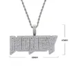 Pendentif colliers Glacé Bling lettres argent pendentif collier or argent couleur Rectangle CZ breloque en Zircon hommes femmes Hip Hop bijoux 230824