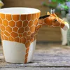 Mokken 1 stuks creatieve giraffe keramische kop 3D cartoon dier mok handgeschilderde groene thee enkele laag gepersonaliseerd cadeau