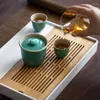 Tacki herbaty Bamboo prostokątny taca japońska salon do przechowywania kubek do przechowywania podawaj przekąski Bandeja Bambu Services OB50CP