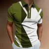 Summer Men Zippered Polo Shirt 3D Print z krótkim rękawem T-shirt Busines