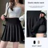 Elastyczna plisowana talia spódnica dla kobiet wiosną latem i jesienią Linia Little Babes Preppy JK Black Short