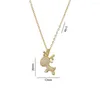 Pendant Necklaces Dainty Tiny Deer Necklace For Girl Full Zircon Inlaid Elk Gold Plated Wish With You All The Way Gift