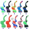 Pipes à fumer en silicone coloré Stinger Sherlock Bubbler Mini brûleur à huile Pipe à eau à la main 5 couleurs avec bol en verre pour le type droit en gros