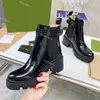 Stivaletti di design di alta qualità Stivaletti doppi in vera pelle Stivali da donna Scarpe con tacco alto grosso Stivali al ginocchio in pelle lucida Stivaletti con punta tonda