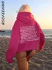 Hoodies das mulheres moletom boofeenaa carta impressão rosa gráfico streetwear y2k hoodie pullovers 2023 outono inverno roupas topos c69de51 230824