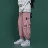 2023 Erkek Harem Pembe Pantolon Erkekler Sıradan Joggers Baggy Şerit Taktik Kargo Pantolonları Harajuku Street Giyim Hip Hop Pants LBZ169