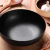 Servis uppsättningar Rice Bowl Black Serving Melamine Table Ceramic Salad Soup Japanese Style Cotare