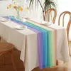 Bordslöpare Rainbow Stripes Table Runner Sheer Chiffon Luxury Dinning Table Wedding Party Printed Tabler Runners Home Decoration 230824