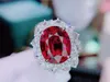 Cluster Rings Fine Jewelry Pure 18K Gold Natural Rubi Tourmaline 6.9ct Gemstonea Diamonds Gift Female For Women Ring