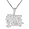 Pendant Necklaces Iced Out Bling Men Jewelry Micro Pave 5A CZ Gold Color Rock Punk Hip Hop Letter Hustle Or Be Broke Pendant Necklace 230824