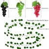 Kwiaty dekoracyjne 12 pasm sztuczne fałszywe winorośl winorośl liście z 3 sznurkami winogron na przyjęcie na wesele domowe dekorację ściany