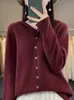 Women's Hoodies Sweatshirts OneLine Hoodie 100 Wool Cardigan Short Loose Knit Solid Color Woman 230824