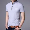 Summer Polo Shirt Men Mashing Mandarin Okoł Slim Fit Solid Kolor T-shirt Bawełny oddychający szybki koszulka Top Male HKD230825