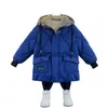 Down Coat's Children's Parkas Boys Fashion Hooded płaszcze 2023 NOWOŚĆ plus bawełniany zagęszcza ciepła warstwa dla dzieci Duże kieszenie Casual Parma x0825