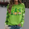 Women's Hoodies Vintage St Patricks Day Print Lucky Green Sweatshirts Autumn Winter Long-sleeved Street Tracksuit Blouse Tops