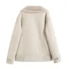 Frauen Pelz ZATRHMBM 2023 Winter Mode Faux Verdickt Warme Reversible Jacke Mantel Vintage Lange Hülse Weibliche Oberbekleidung Chic Tops
